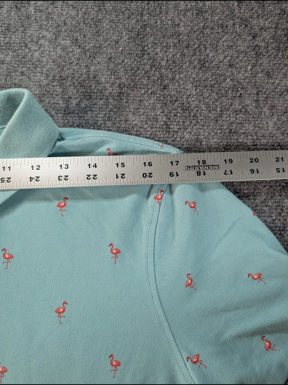 Men's Mint Polo Shirt with Subtle Flamingo Embroidery
